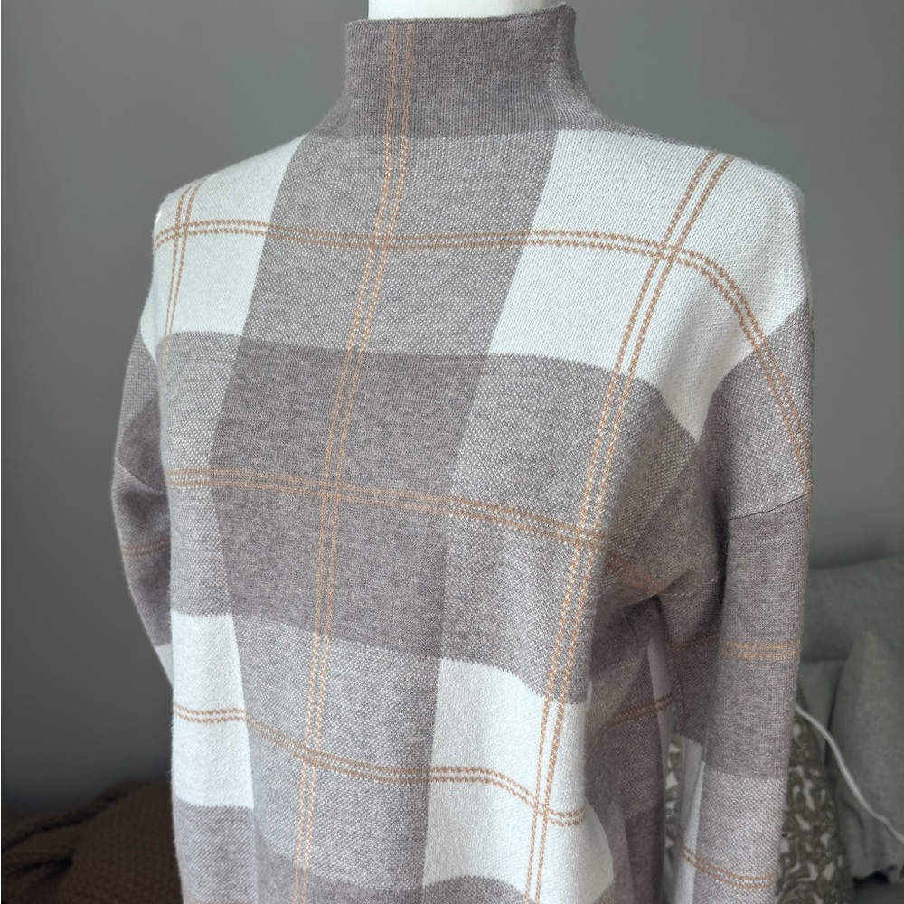 Rachel Zoe Plaid Sweater - Brown and Cream